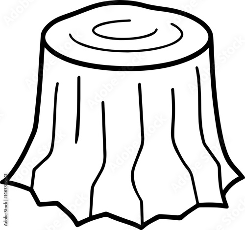 tree stump outline vector illustration, line art