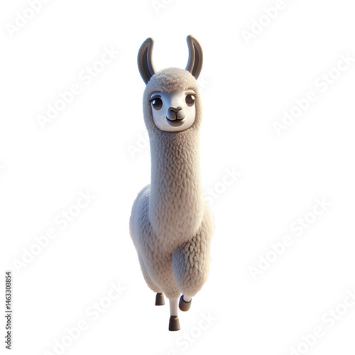 Cute 3D llama isolated on white background