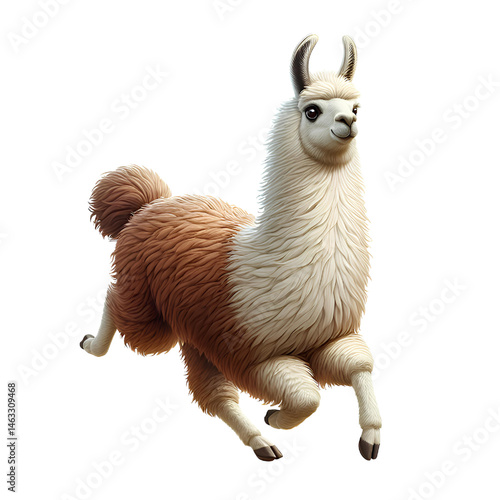 Cute 3D llama isolated on white background