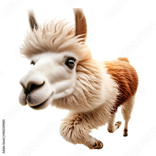Cute 3D llama isolated on white background