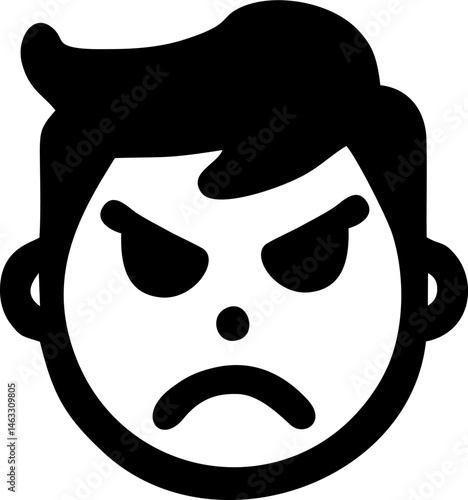 Angry boy face intense emotion strong feeling upset expression bold graphic design