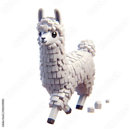 Cute 3D llama isolated on white background