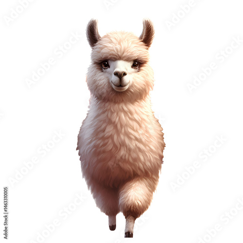 Cute 3D llama isolated on white background