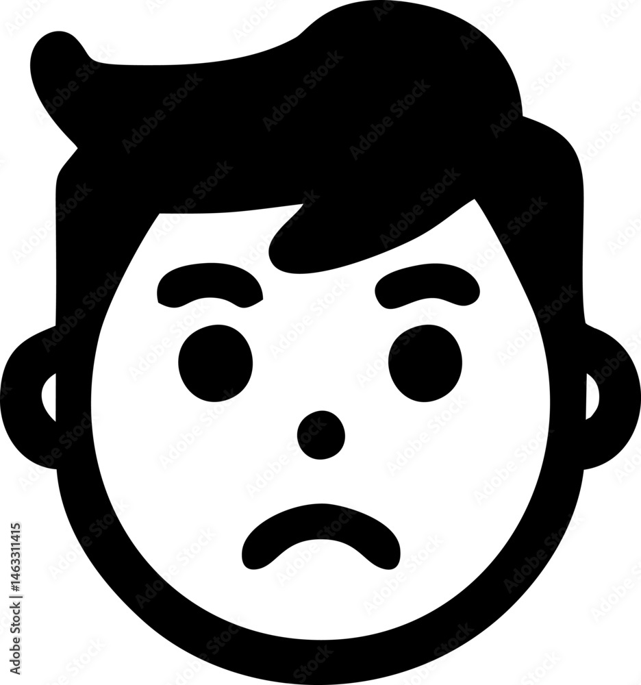 Sad boy emoticon face feeling blue upset unhappy downcast Sad boy emoticon face feeling blue upset unhappy downcast