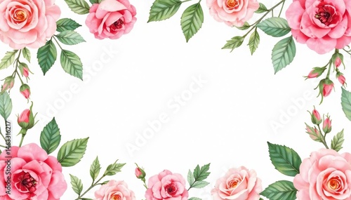 Delicate watercolor roses & leaves, repeating pattern, soft, flowers, elegant
