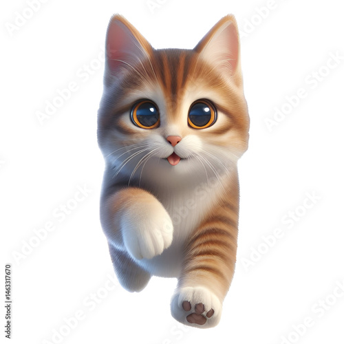 Cute 3D cat isolated on white background