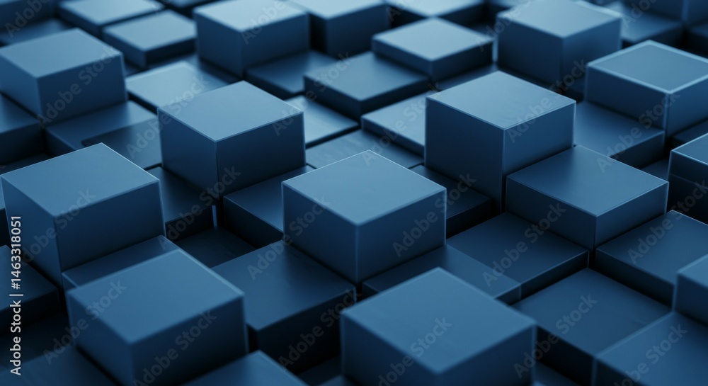 Abstract Cubes Arrangement Background Dark Blue Tones Abstract Cubes Arrangement Background Dark Blue Tones