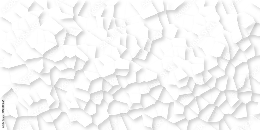 Fototapeta premium Beautiful white crystallized polygon background. abstract light colorful stone tile pattern with shadow. modern wallpaper, trendy simple minimal geometric background abstract mosaic backdrop.