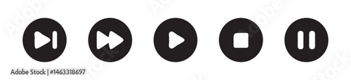 play. pause. player. stop. volume. Media player control icon set, Vector Illustration
