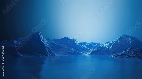 Wallpaper Mural Abstract blue landscape with mountains reflected in a calm lake surface Torontodigital.ca