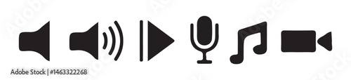 Set of no sound, No speaker icon. Sound Icons. speaker mute icon sign. Volume Off symbol. Silent mode icons. play symbol signs, Vector Illustration