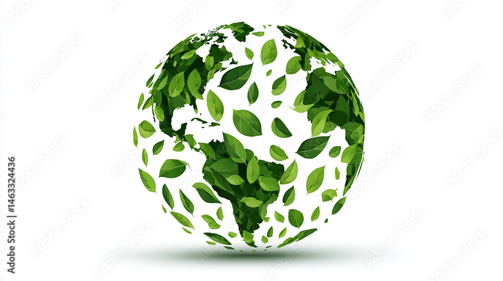 Green earth icon with leaf, white background, logo design template. Vector illustration, isolated on white background. Concept of eco-friendly environment and global environmental protection, air ener Green earth icon with leaf, white background, logo design template. Vector illustration, isolated on white background. Concept of eco-friendly environment and global environmental protection, air ener