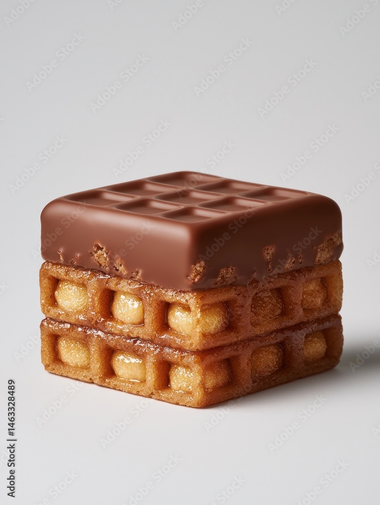 Chocolate-covered waffle sandwich, layered with peanut butter Chocolate-covered waffle sandwich, layered with peanut butter