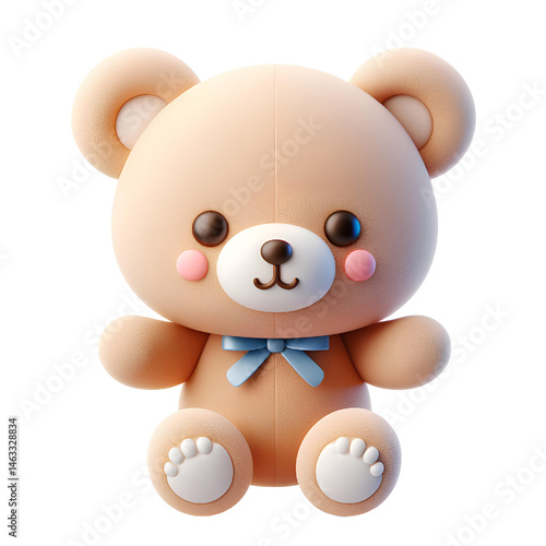 Cute 3D bear isolated on white background