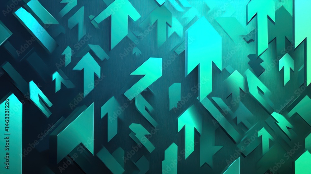 Upward trending teal arrows; growth background; success concept Upward trending teal arrows; growth background; success concept