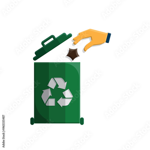 trash icon. vector throw away trash. recycling symbol. sustainability. reuse web icon, eco-friendly, used goods, green energy. simple 3d design style