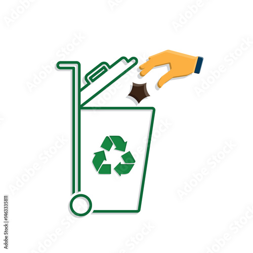 trash icon. vector throw away trash. recycling symbol. sustainability. reuse web icon, eco-friendly, used goods, green energy. Mixed design style