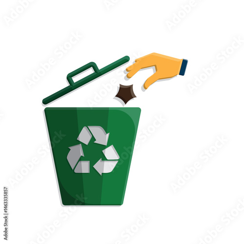 trash icon. vector throw away trash. recycling symbol. sustainability. reuse web icon, eco-friendly, used goods, green energy. simple 3d design style