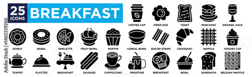 breakfast icon collection set. Containing design ,Soda ,Beer  ,Liquor ,Cold Coffee ,Coffee