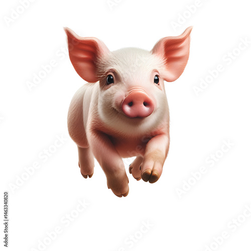 Cute 3D pig isolated on white background