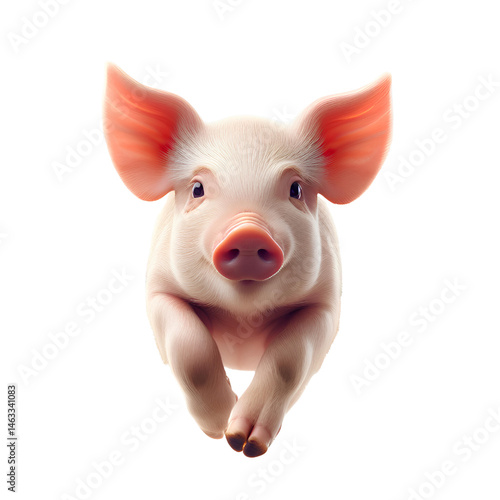 Cute 3D pig isolated on white background