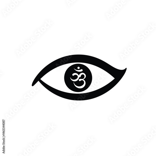Eye icon with om symbol in the iris representing mindfulness and spirituality