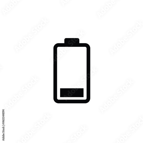 Low battery symbol in black color depicting power status and depleted charge icon