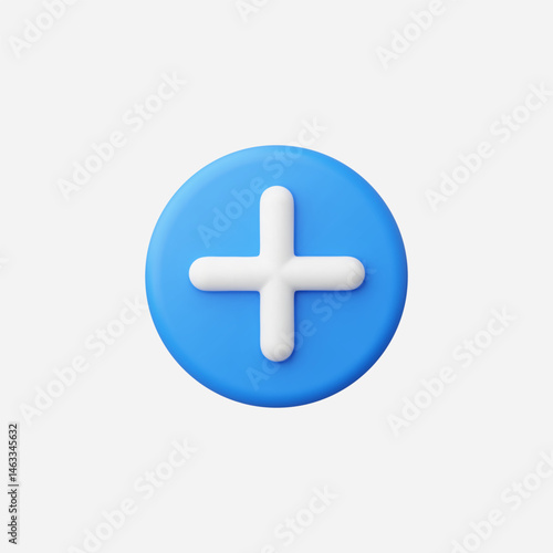 3d Realistic Circle Button Add vector illustration