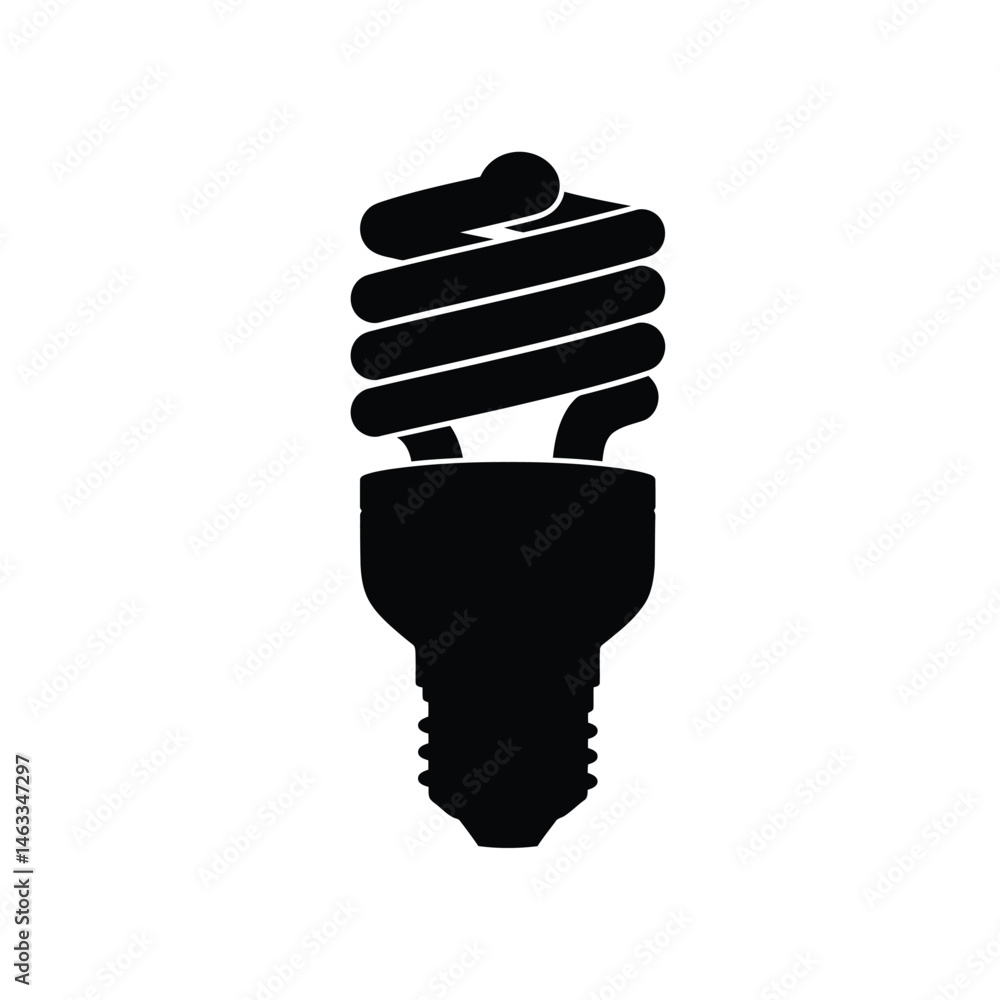 Monochrome illustration of a compact fluorescent light bulb suitable for energy efficiency concepts Monochrome illustration of a compact fluorescent light bulb suitable for energy efficiency concepts