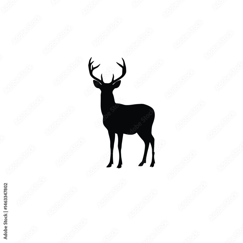 Obraz premium Silhouette of a majestic deer standing gracefully against a plain white background