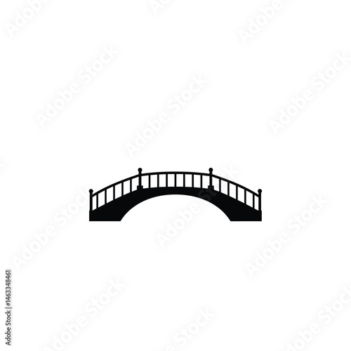 Black silhouette of a curved bridge for a modern minimalist style design concept