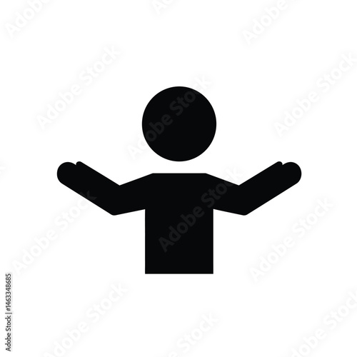 Simple black human icon with outstretched arms on a clean white background