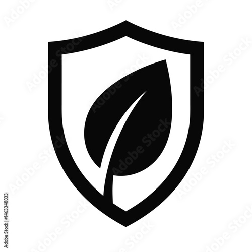 Shield icon with leaf symbolizing nature protection and environmental sustainability