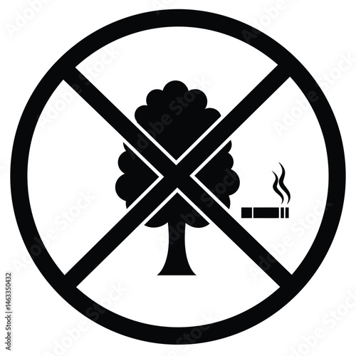 No smoking allowed to protect trees and environment with a black and white symbol