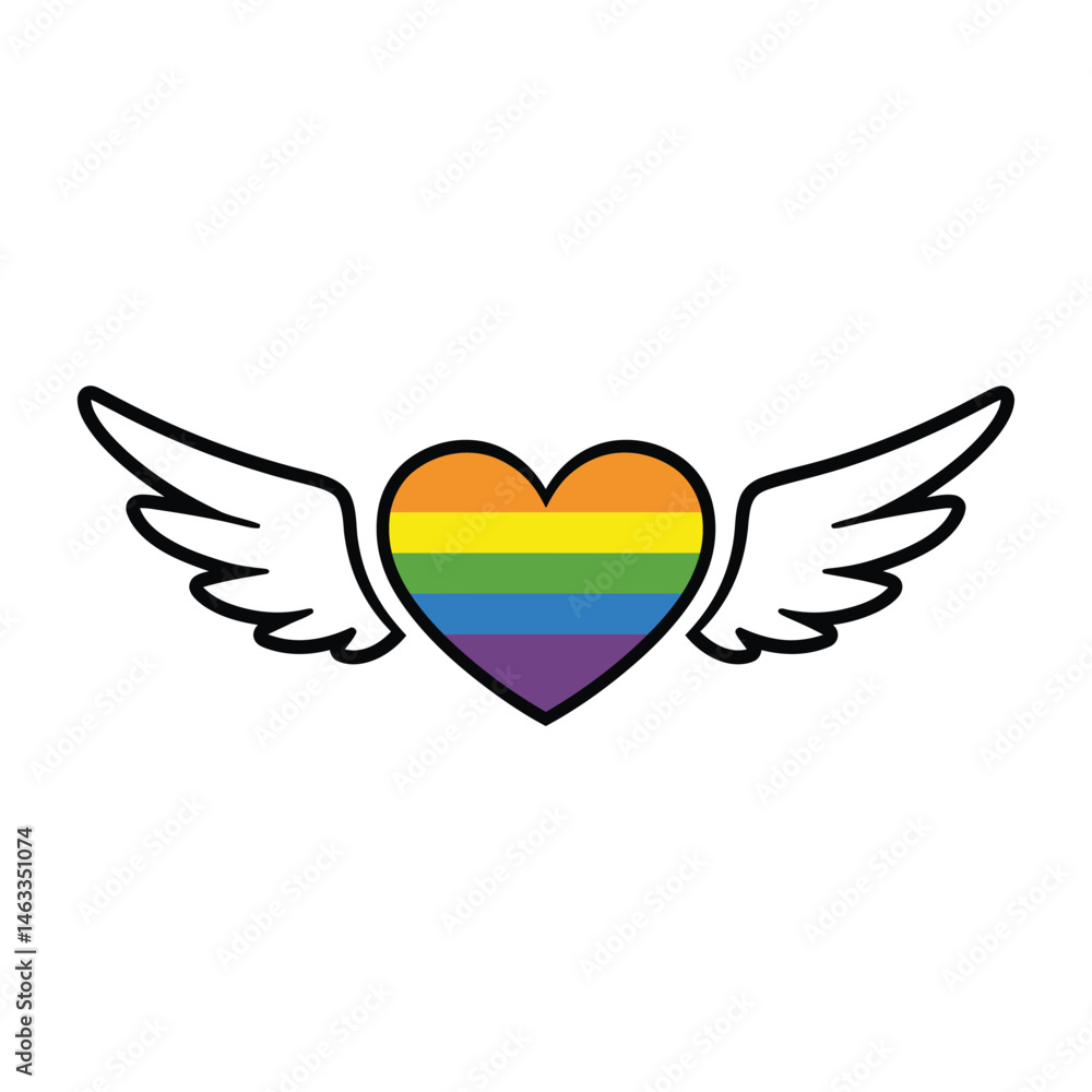 Obraz premium Rainbow heart with wings symbolizing pride equality and the lgbtq community