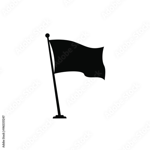 Simple black flag symbol isolated on white background illustrating concepts of surrender and defeat