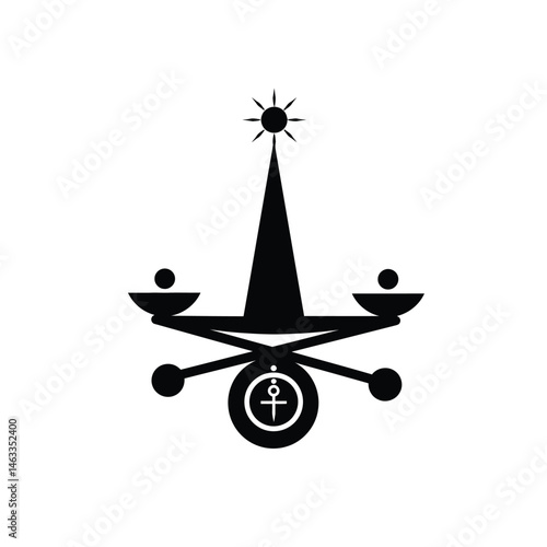Elegant black and white occult symbol representing balance enlightenment and harmony