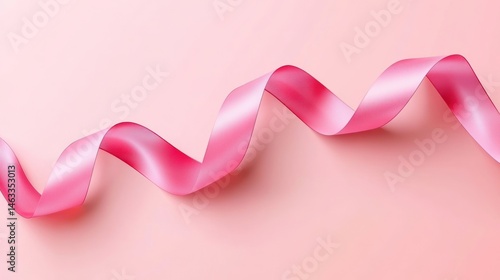 Pink ribbon swirl on pink background,  greeting card design