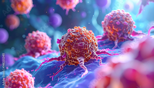 Microscopic View of Cancer Cells: Understanding Metastasis and Growth