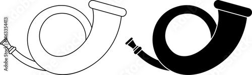 outline silhouette Post horn icon set