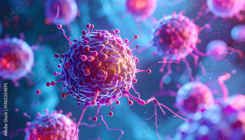 Microscopic View: Stunning Viral Infection 3D Render