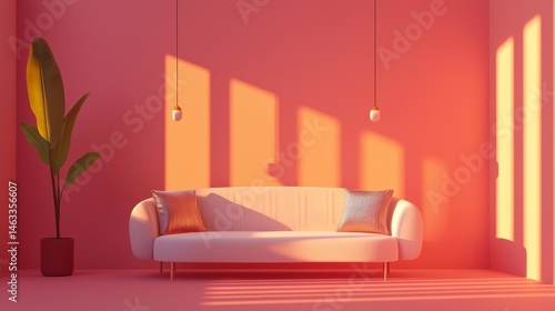 Modern Spacious Living Room with Stylish Sofa