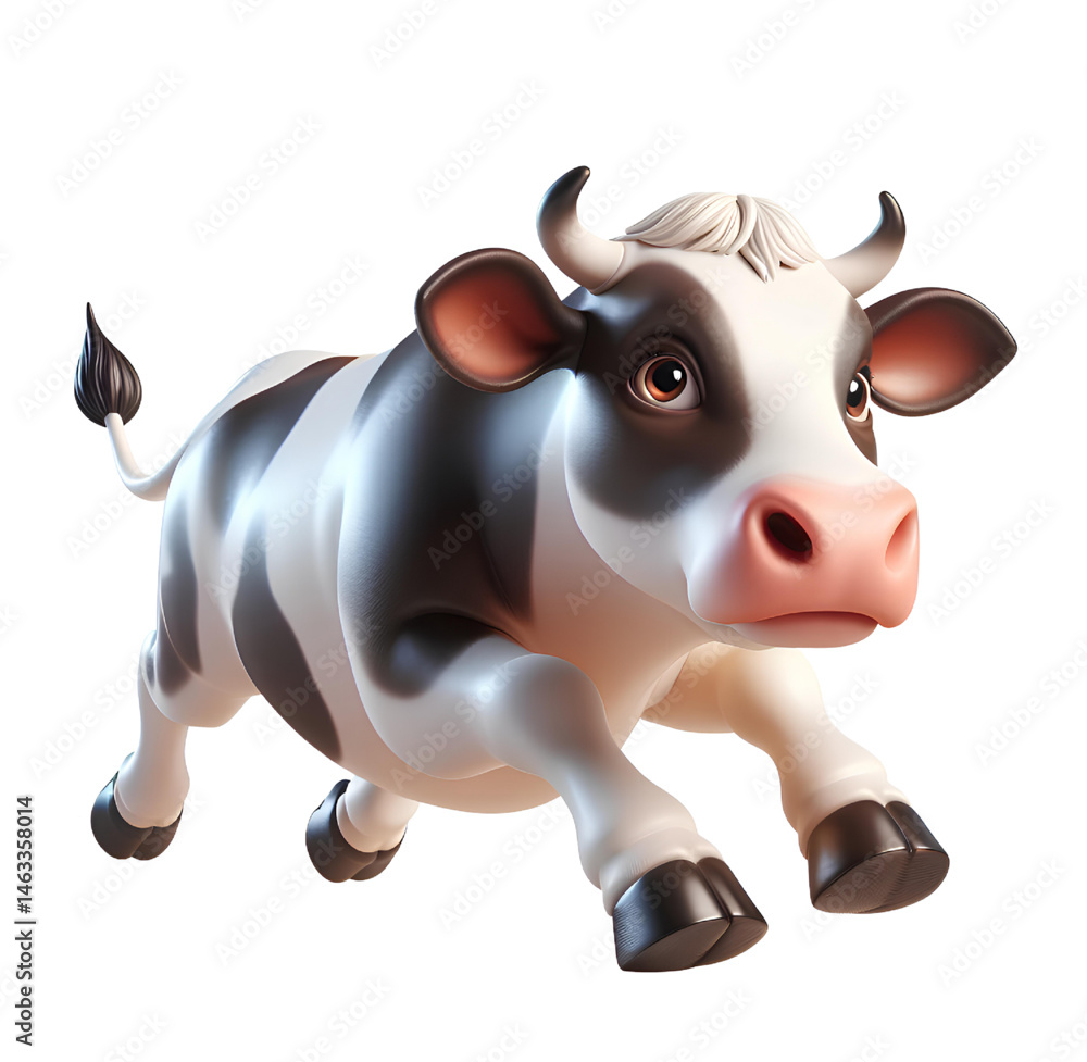 Cute 3D cow isolated on white background Cute 3D cow isolated on white background