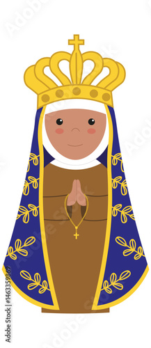 Nossa Senhora Aparecida Padroeira do Brasil Ilustração fofa vetor