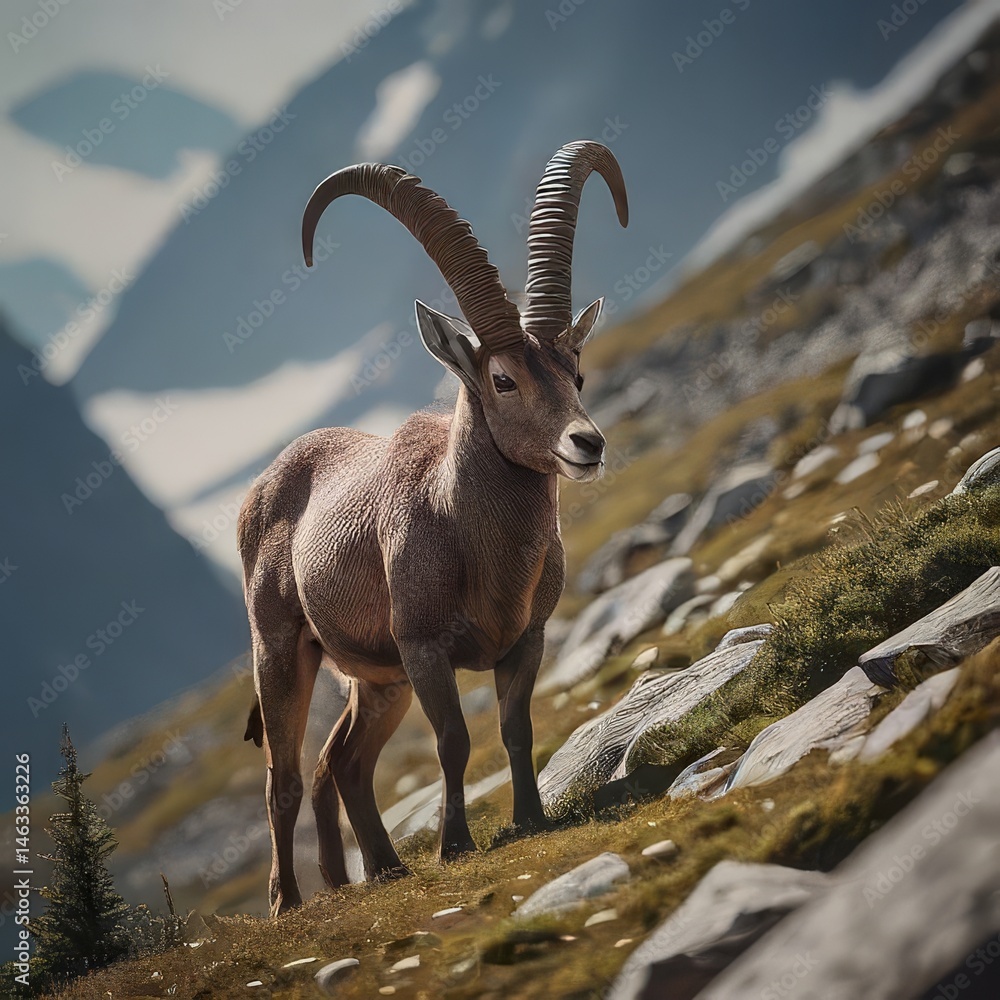mountain goat on the rock mountain goat on the rock