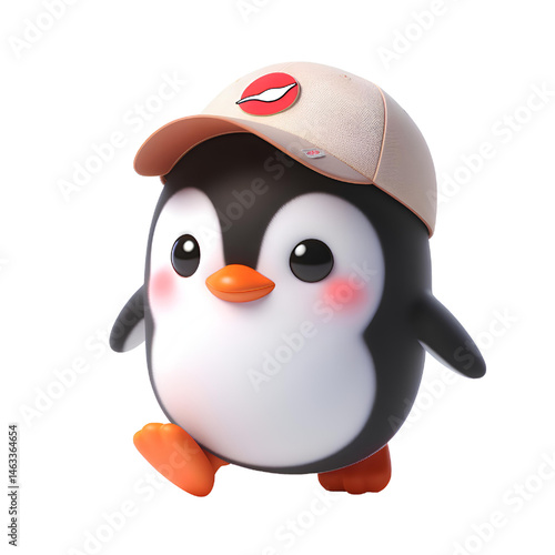 Cute 3D penguin isolated on white background