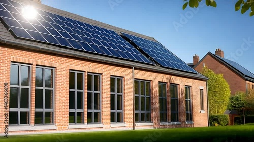 Wallpaper Mural Modern brick house with solar panels Torontodigital.ca