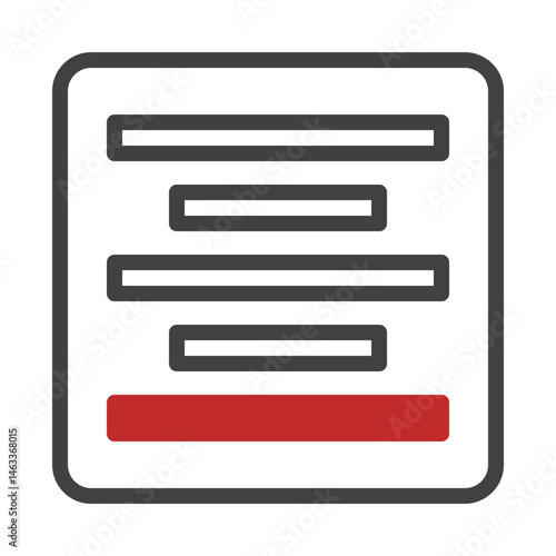 Simplified digital document interface with structured text and red button