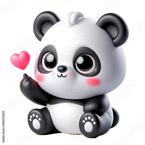 Cute 3D panda isolated on white background