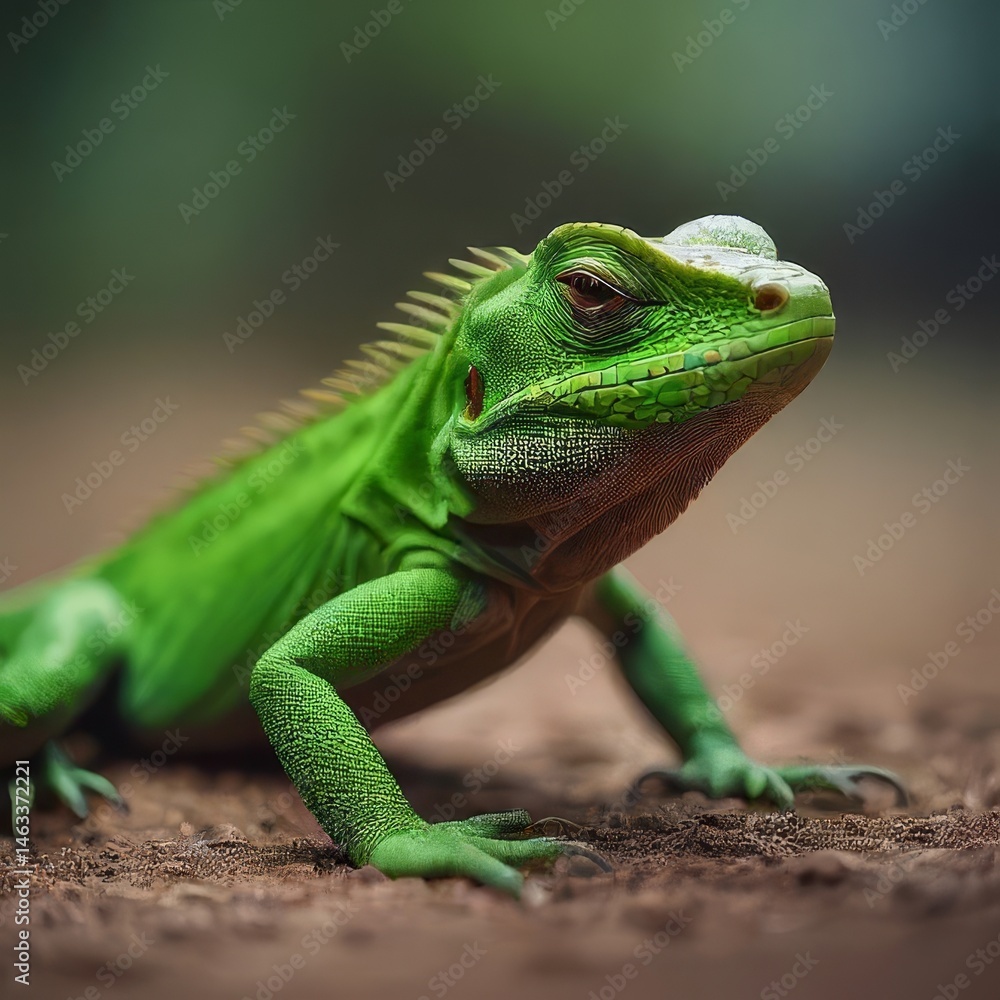 Fototapeta premium green lizard on a branch